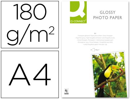 20h papel impresora Q-Connect Foto Glossy A4 180g/m² para inkjet